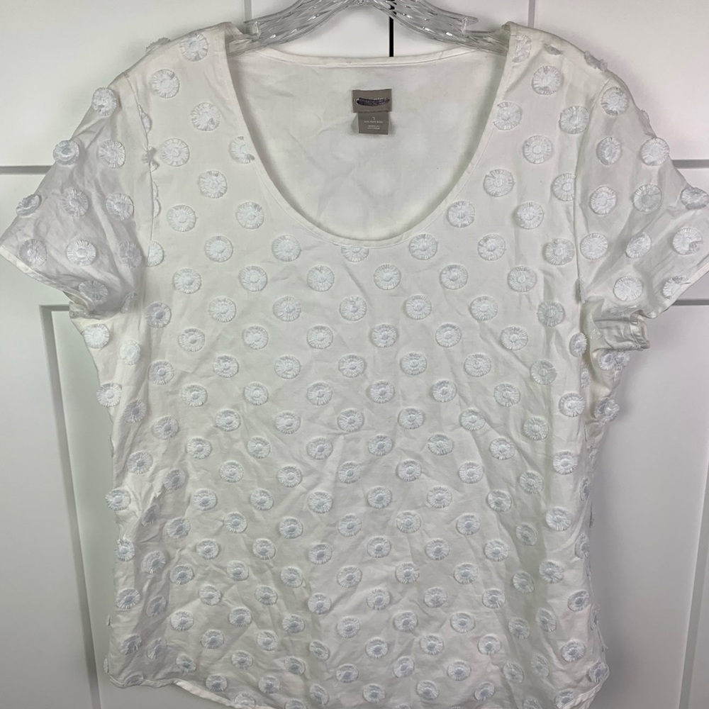 Chicos MEDIUM blouse White Embroidered polka dot western art wear boho romantic - Picture 4 of 5